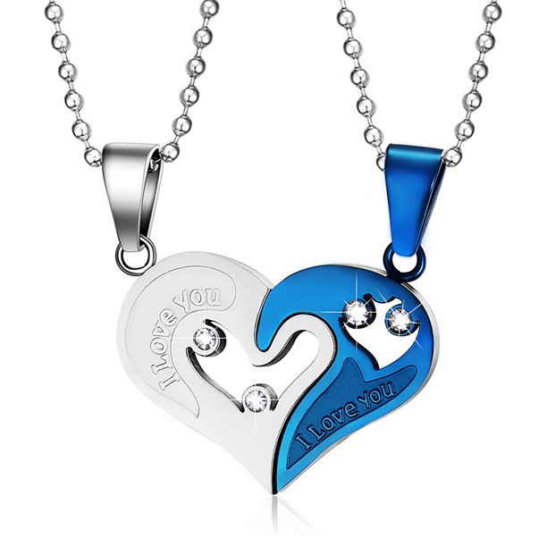 Couple Heart Necklace | I Love You | 2 Pieces/Set | Unisex | Pendant