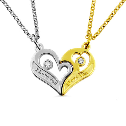 Couple Heart Necklace | I Love You | 2 Pieces/Set | Unisex | Pendant