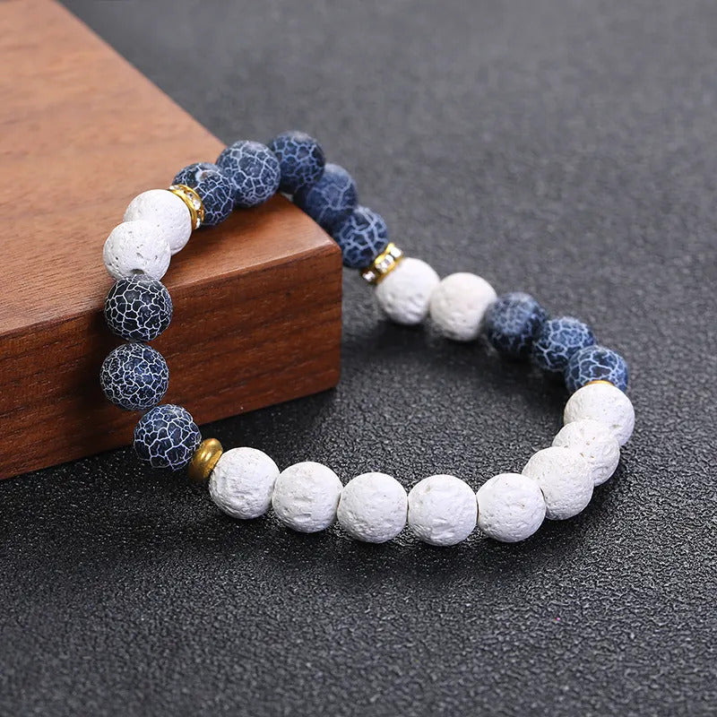 Bracelet | Trendy Jewellery | Lava Stone | Essential Oil Weathered Agate | Natural Energy Stone |  7” Bangle Charm