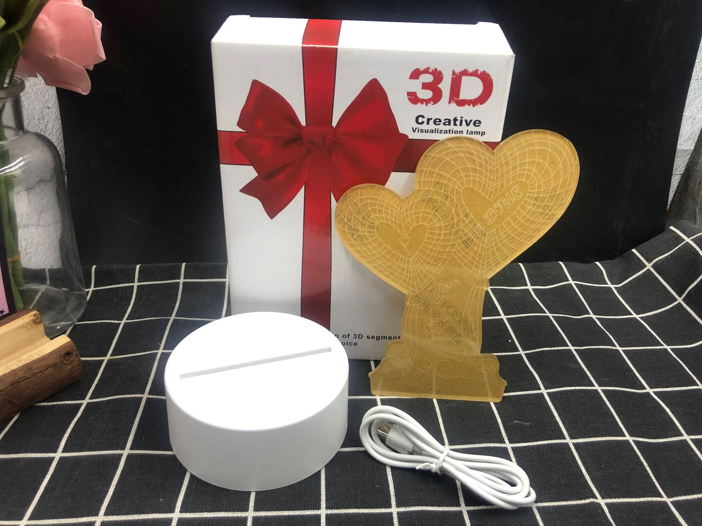 3D Bear Night Light | Touch Switch Lamp & Change Color | 3 Light Colors | Valentine's Day