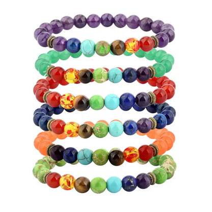 Bracelet | Trendy Jewellery | Health 7 Chakras Healing Bead | Natural Stone | 7” Bangle Charm | Yoga