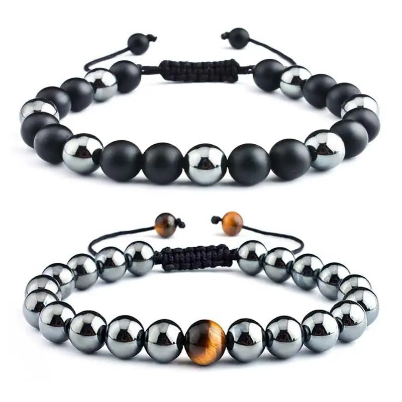 Adjustable Bracelet | Trendy Jewellery | Onyx Tiger Eye Beads | Natural Stone | Bangle Charm