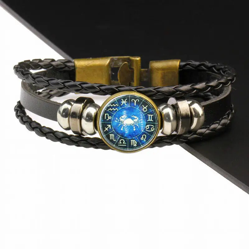 Zodiac Bracelet | Trendy Jewellery | 12 Constellation |  | Handmade Charm Leather | Bangle