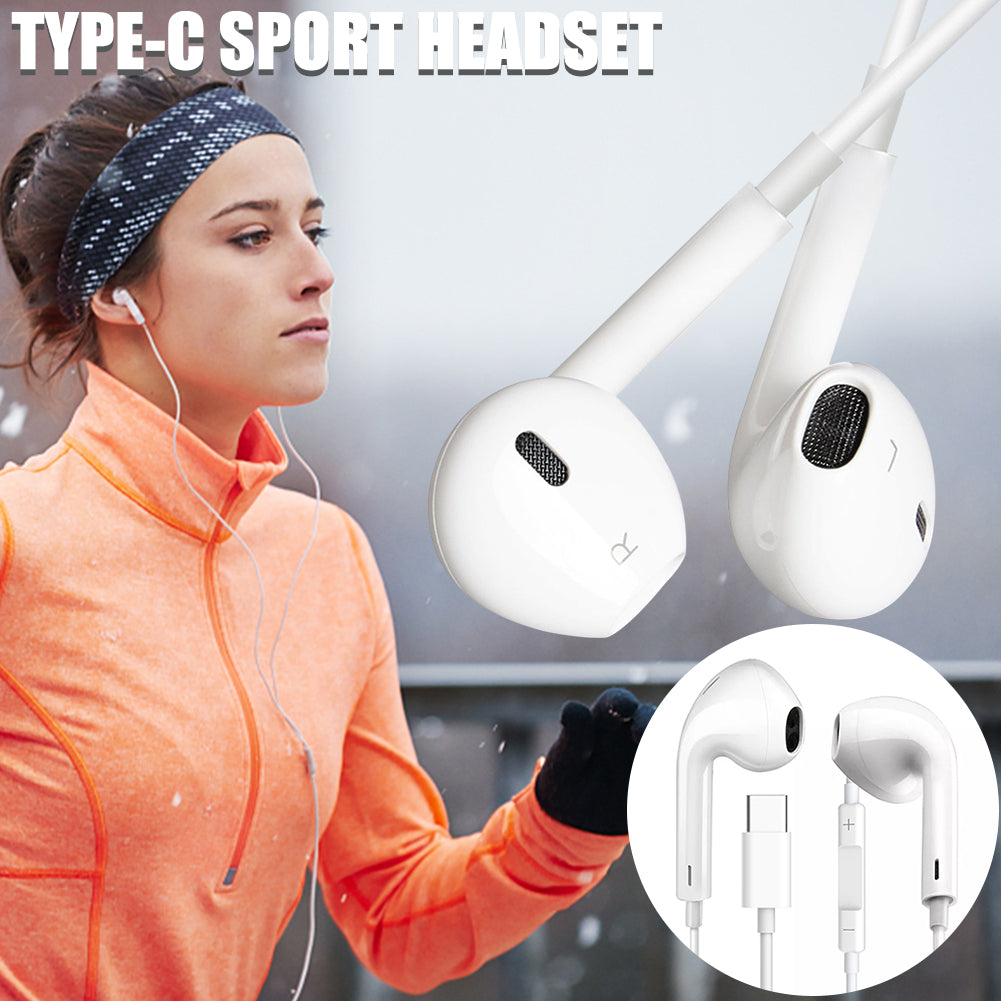 For Samsung & Type C Phones Earphone Headphone Wired Headset Bass Sport 3D Sound Type C