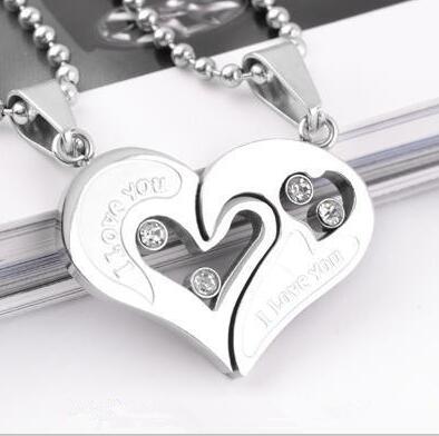 Couple Heart Necklace | I Love You | 2 Pieces/Set | Unisex | Pendant