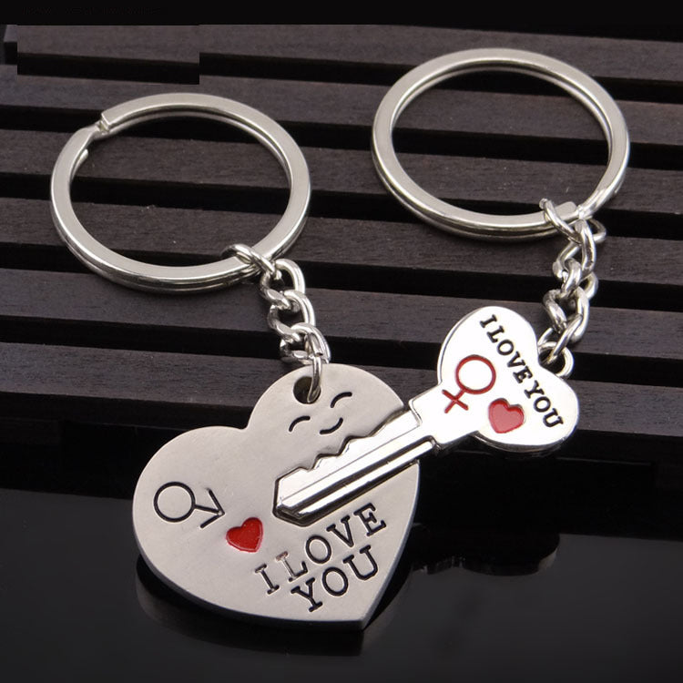 Heart+Key Couple Keychain | 2 Pieces/Set | Love | Boy Friend | Girl Friend | Valentine's Day Gift