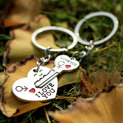 Heart+Key Couple Keychain | 2 Pieces/Set | Love | Boy Friend | Girl Friend | Valentine's Day Gift