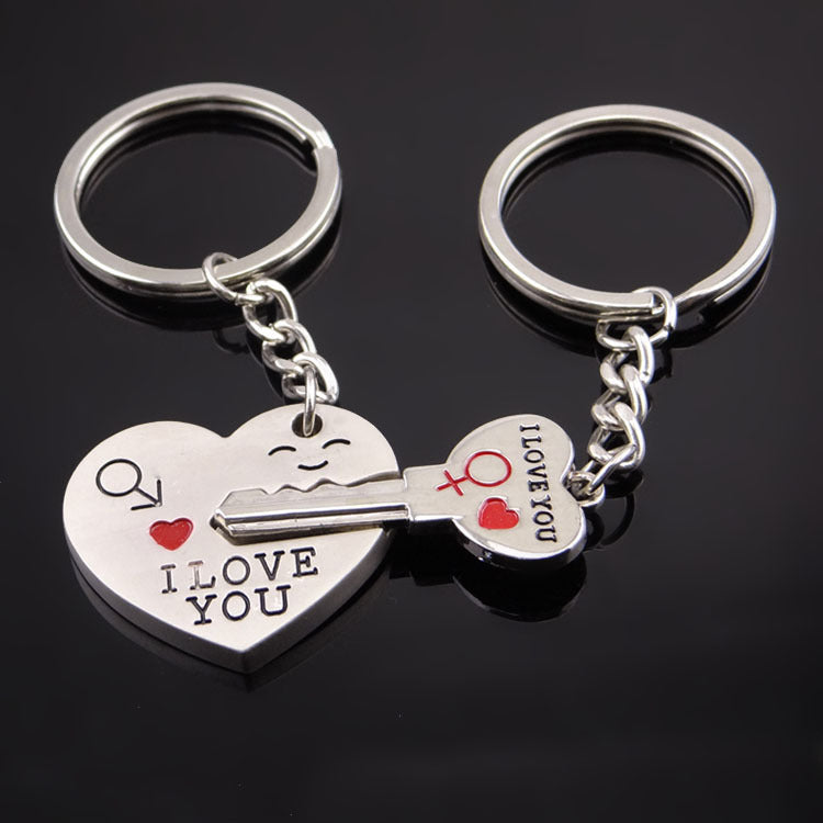 Heart+Key Couple Keychain | 2 Pieces/Set | Love | Boy Friend | Girl Friend | Valentine's Day Gift