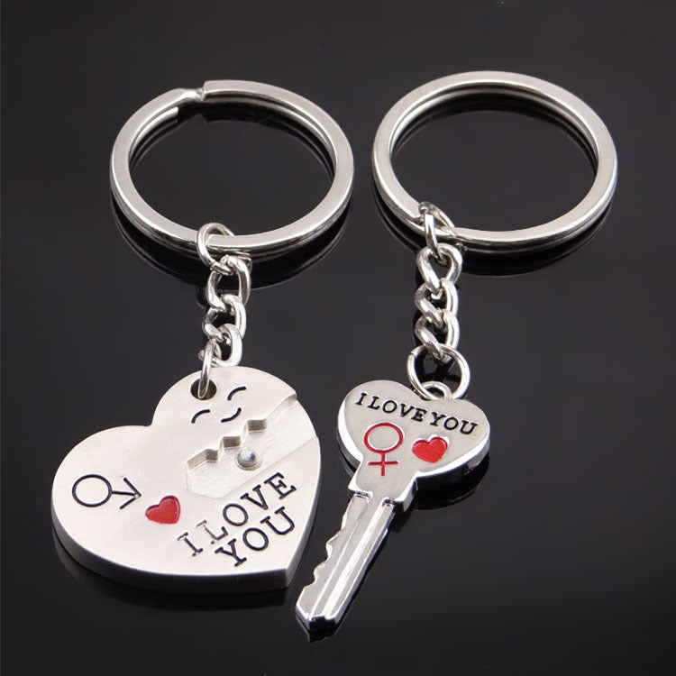 Heart+Key Couple Keychain | 2 Pieces/Set | Love | Boy Friend | Girl Friend | Valentine's Day Gift