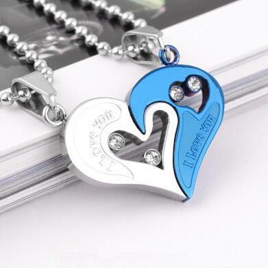 Couple Heart Necklace | I Love You | 2 Pieces/Set | Unisex | Pendant