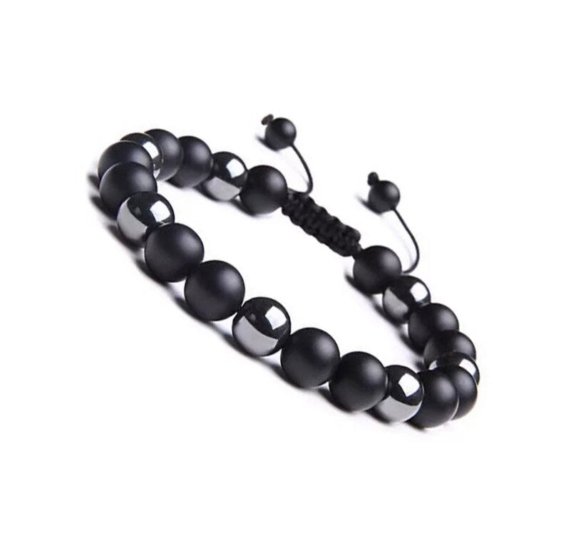 Adjustable Bracelet | Trendy Jewellery | Onyx Tiger Eye Beads | Natural Stone | Bangle Charm