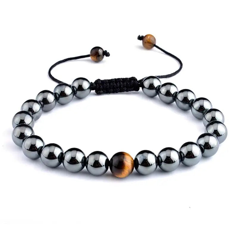 Adjustable Bracelet | Trendy Jewellery | Onyx Tiger Eye Beads | Natural Stone | Bangle Charm