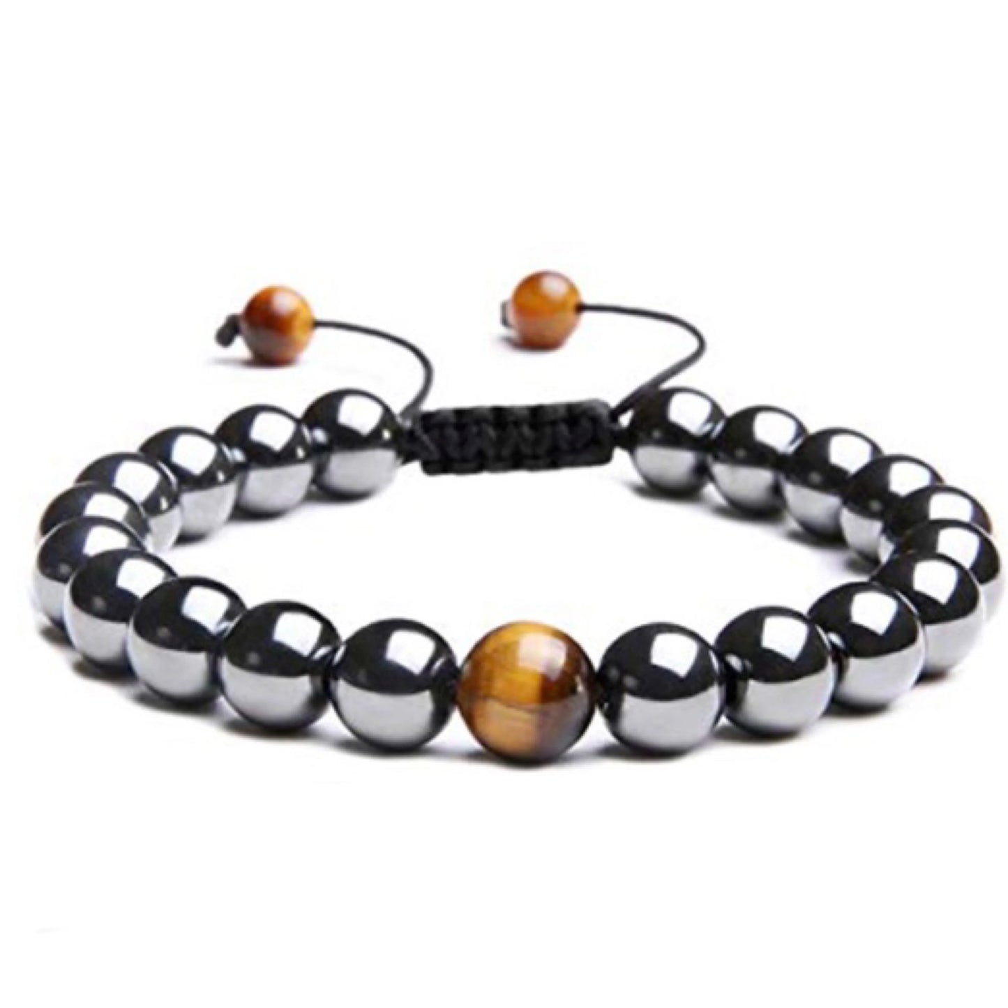 Adjustable Bracelet | Trendy Jewellery | Onyx Tiger Eye Beads | Natural Stone | Bangle Charm