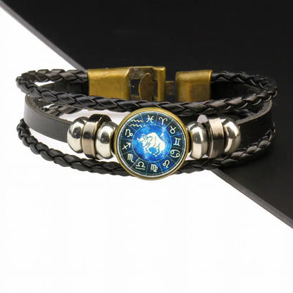 Zodiac Bracelet | Trendy Jewellery | 12 Constellation |  | Handmade Charm Leather | Bangle