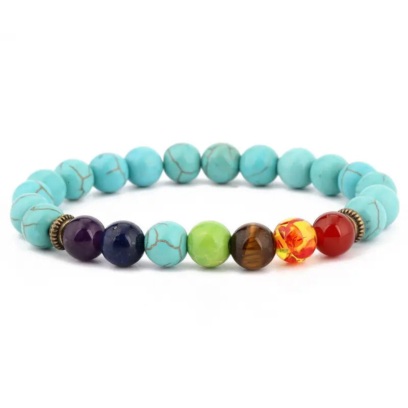 Bracelet | Trendy Jewellery | Health 7 Chakras Healing Bead | Natural Stone | 7” Bangle Charm | Yoga